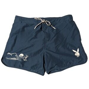 PLAYBOY BY PACSUN BAD LUCK SKELETON Men Size XL Blue Board Shorts